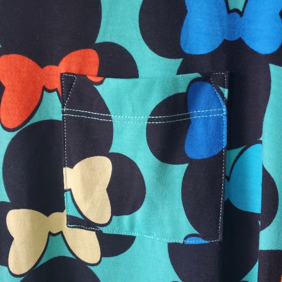 Women Lularoe Disney collab S small green mini mouse multi color print dress - Picture 4 of 6